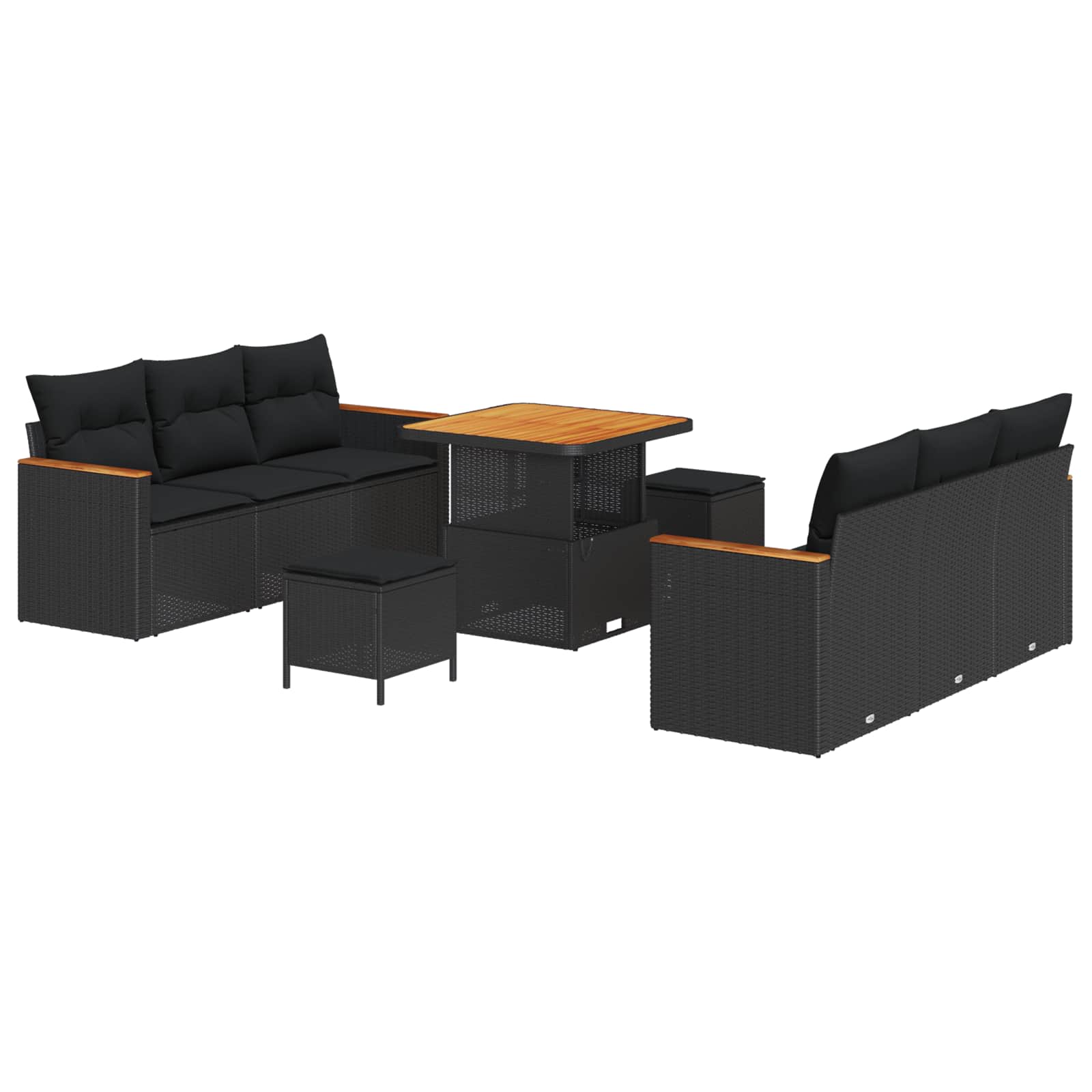 Gartensofa-set 11 stk. 10-Sitzanzahl Schwarz Poly-Rattan