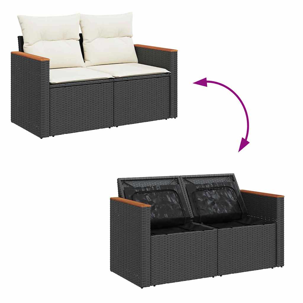 Gartensofa-set 9 stk. 6-Sitzanzahl Schwarz Poly Rattan