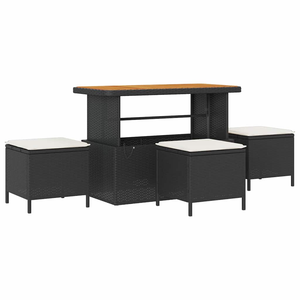 Gartensofa-set 10 stk. 6-Sitzanzahl Schwarz Poly Rattan