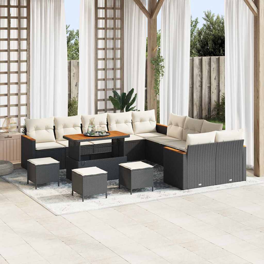 Gartensofa-set 18 stk. 12-Sitzanzahl Schwarz und Creme