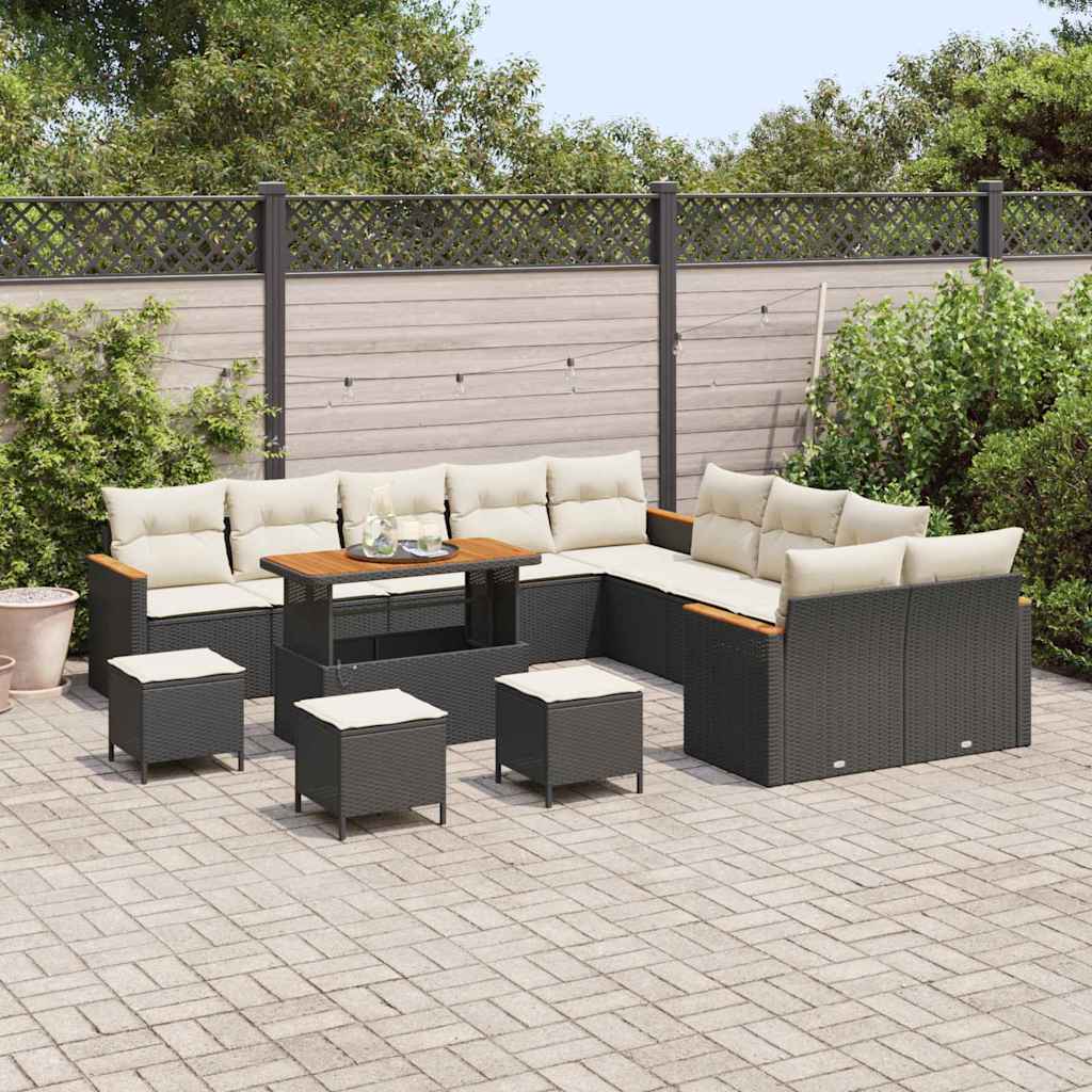 Gartensofa-set 18 stk. 12-Sitzanzahl Schwarz und Creme