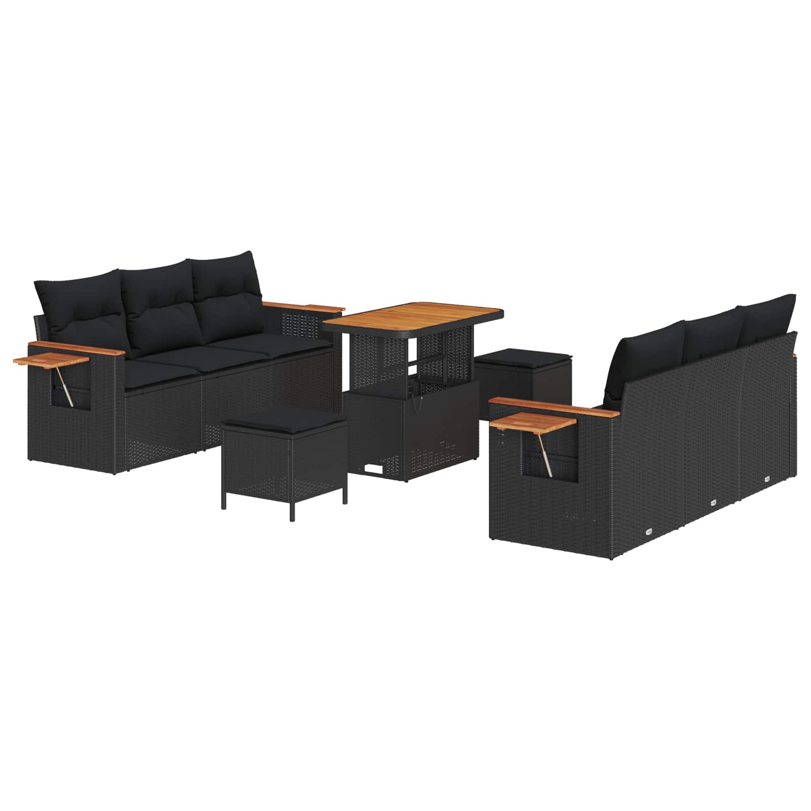 Gartensofa-set 11 stk. 8-Sitzanzahl Schwarz Poly-Rattan
