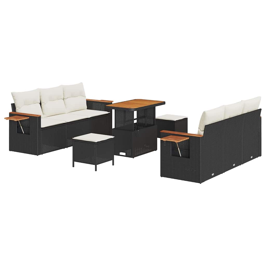 Gartensofa-set 11 stk. 8-Sitzanzahl Schwarz und Creme