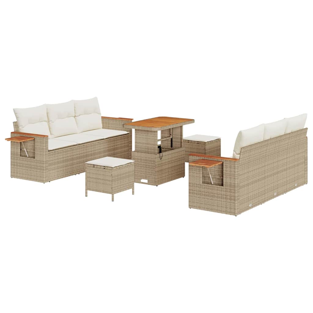 Gartensofa-set 11 stk. 8-Sitzanzahl Beige und Creme Poly-Rattan