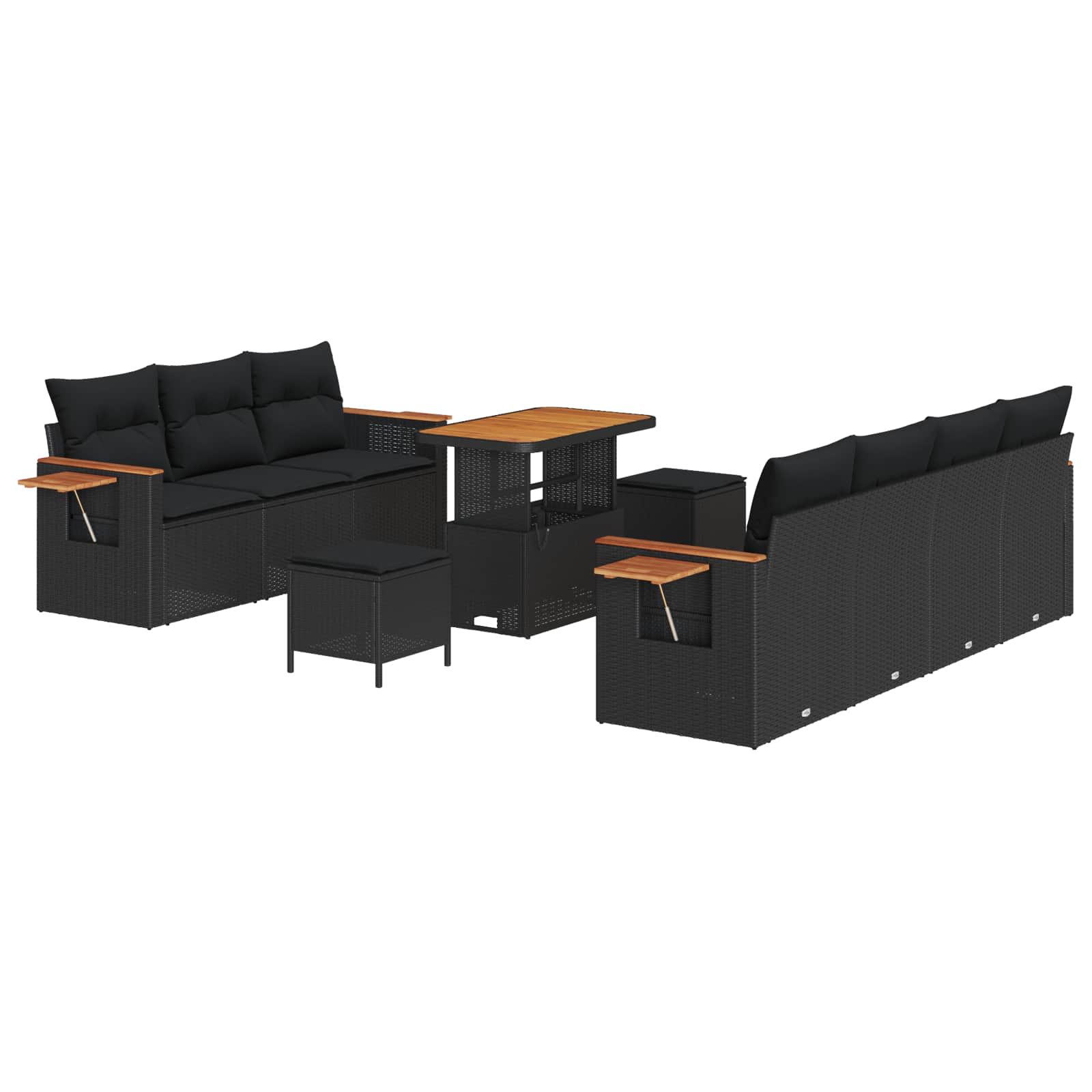 Gartensofa-set 13 stk. 9-Sitzanzahl Schwarz Poly-Rattan