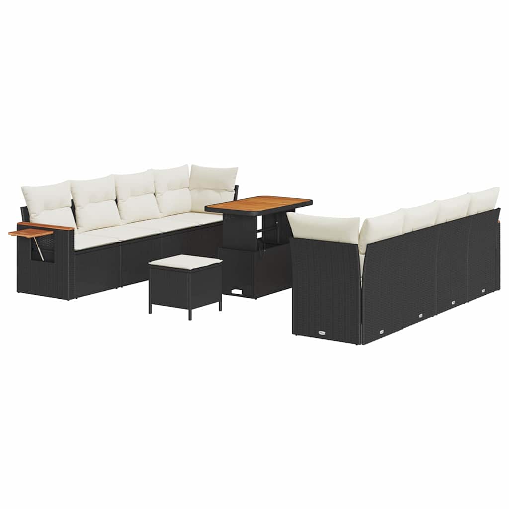 Gartensofa-set 12 stk. 10-Sitzanzahl Schwarz und Creme