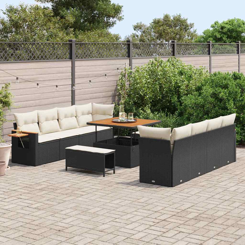 Gartensofa-set 12 stk. 12-Sitzanzahl Schwarz und Creme