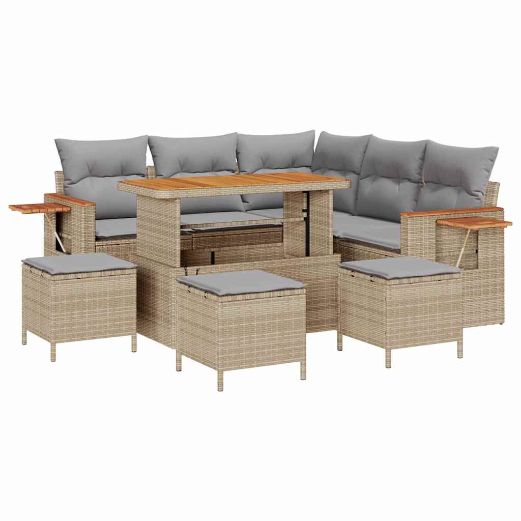 Gartensofa-set 10 Stk. 9-Sitzanzahl Beige und Hellgrau