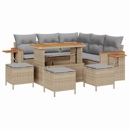 Gartensofa-set 10 Stk. 9-Sitzanzahl Beige und Hellgrau