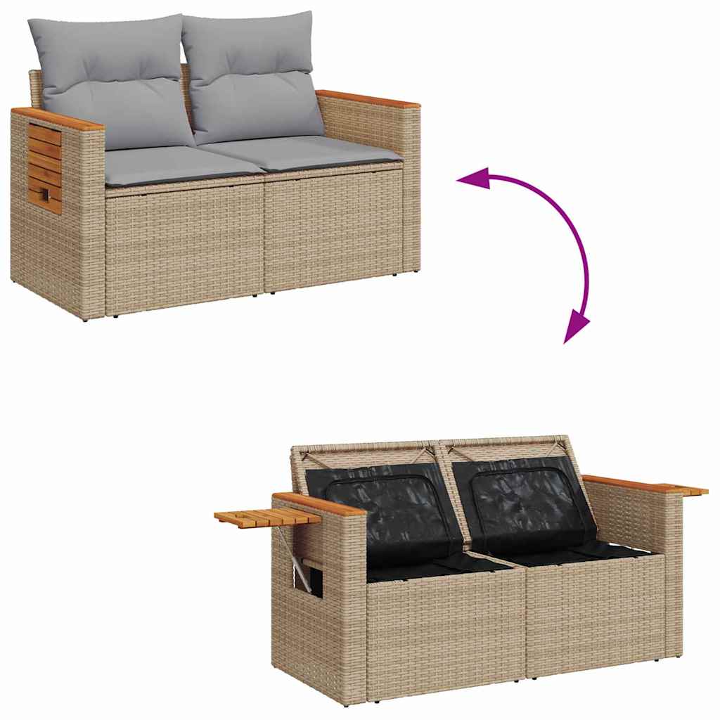 Gartensofa-set 10 Stk. 9-Sitzanzahl Beige und Hellgrau