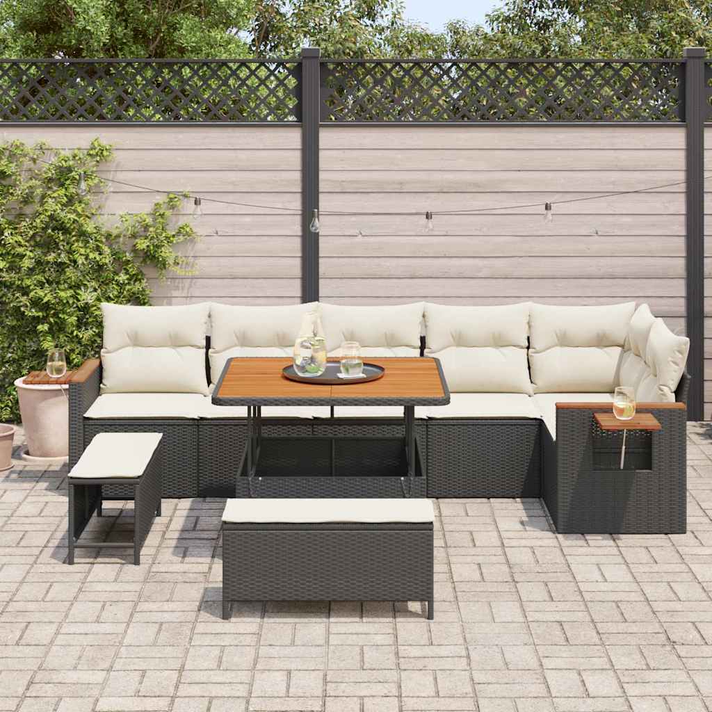 Gartensofa-set 11 stk. 9-Sitzanzahl Schwarz und Creme