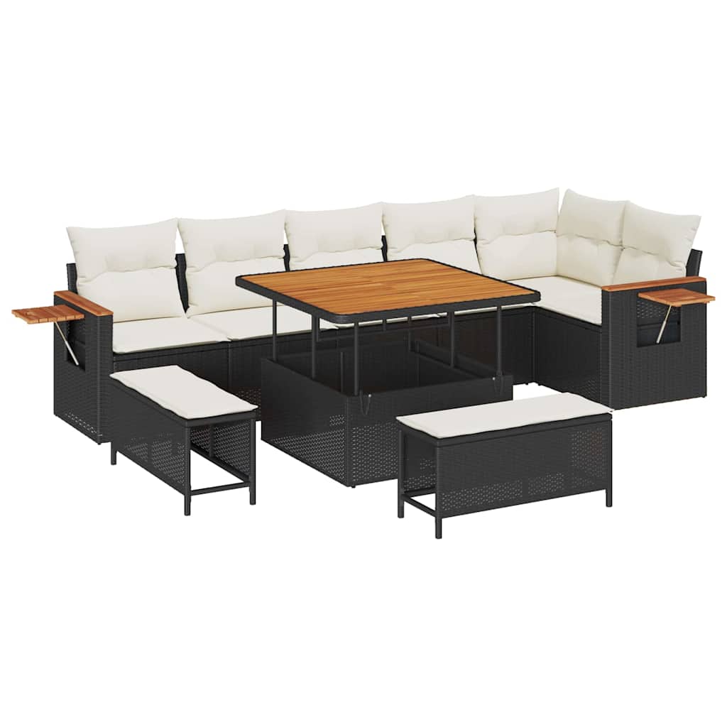 Gartensofa-set 11 stk. 9-Sitzanzahl Schwarz und Creme