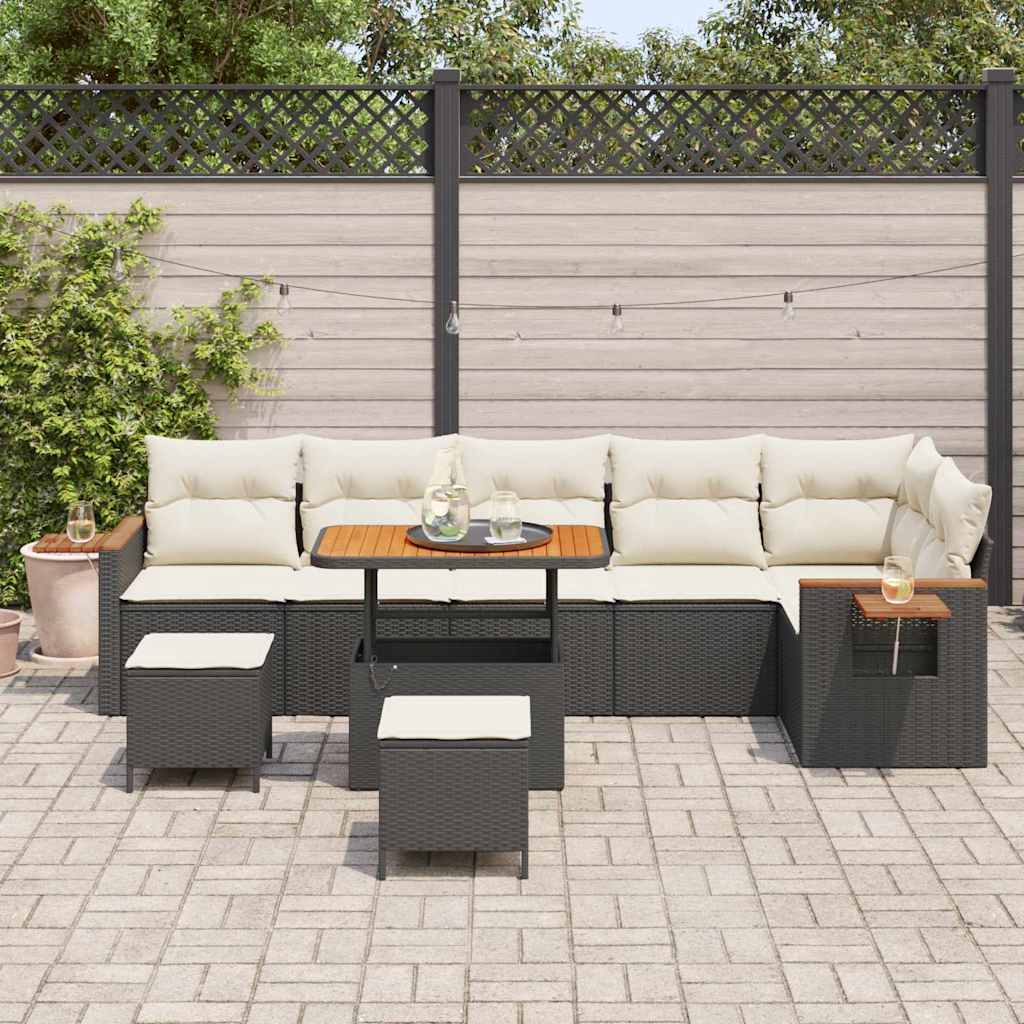 Gartensofa-set 11 stk. 9-Sitzanzahl Schwarz und Creme