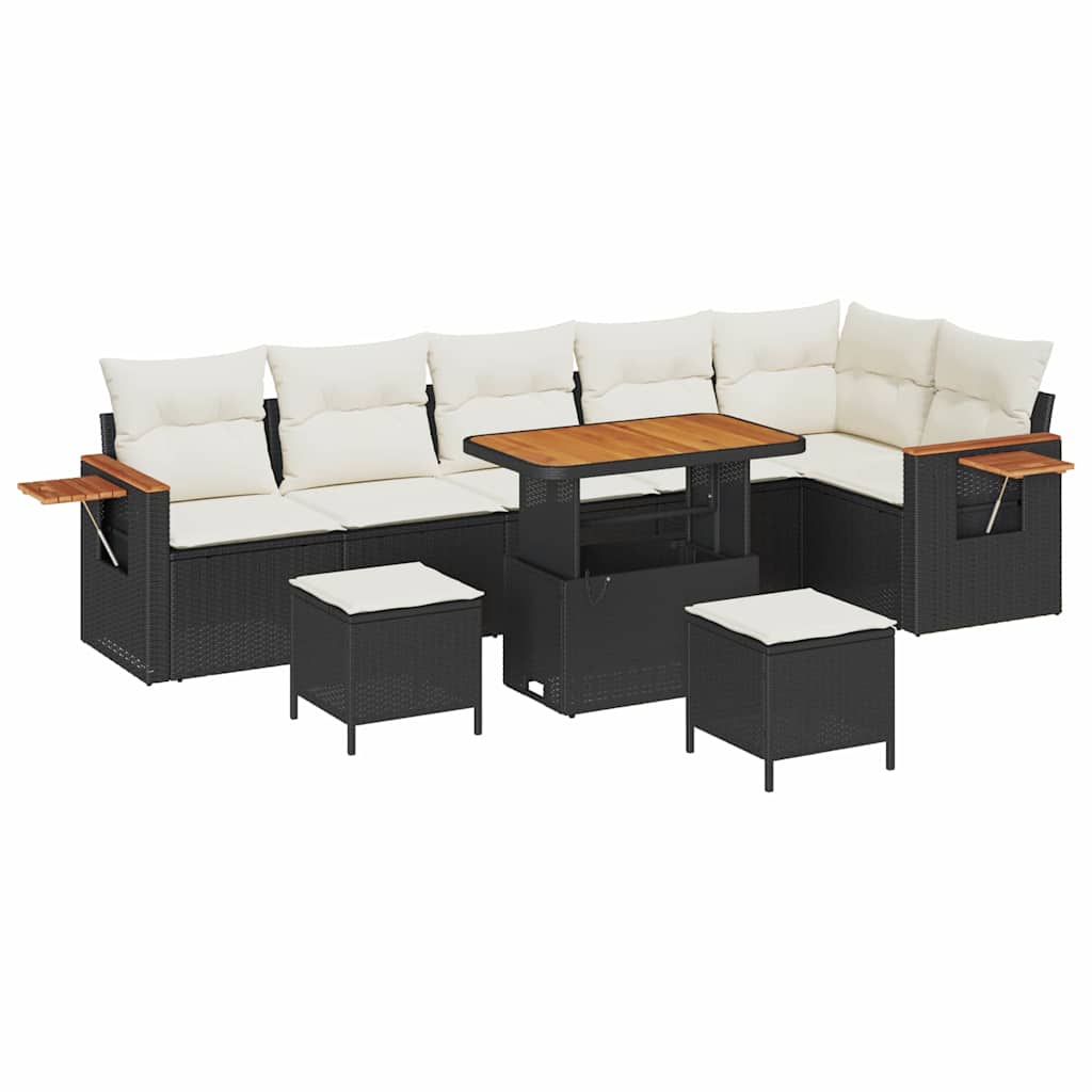 Gartensofa-set 11 stk. 9-Sitzanzahl Schwarz und Creme
