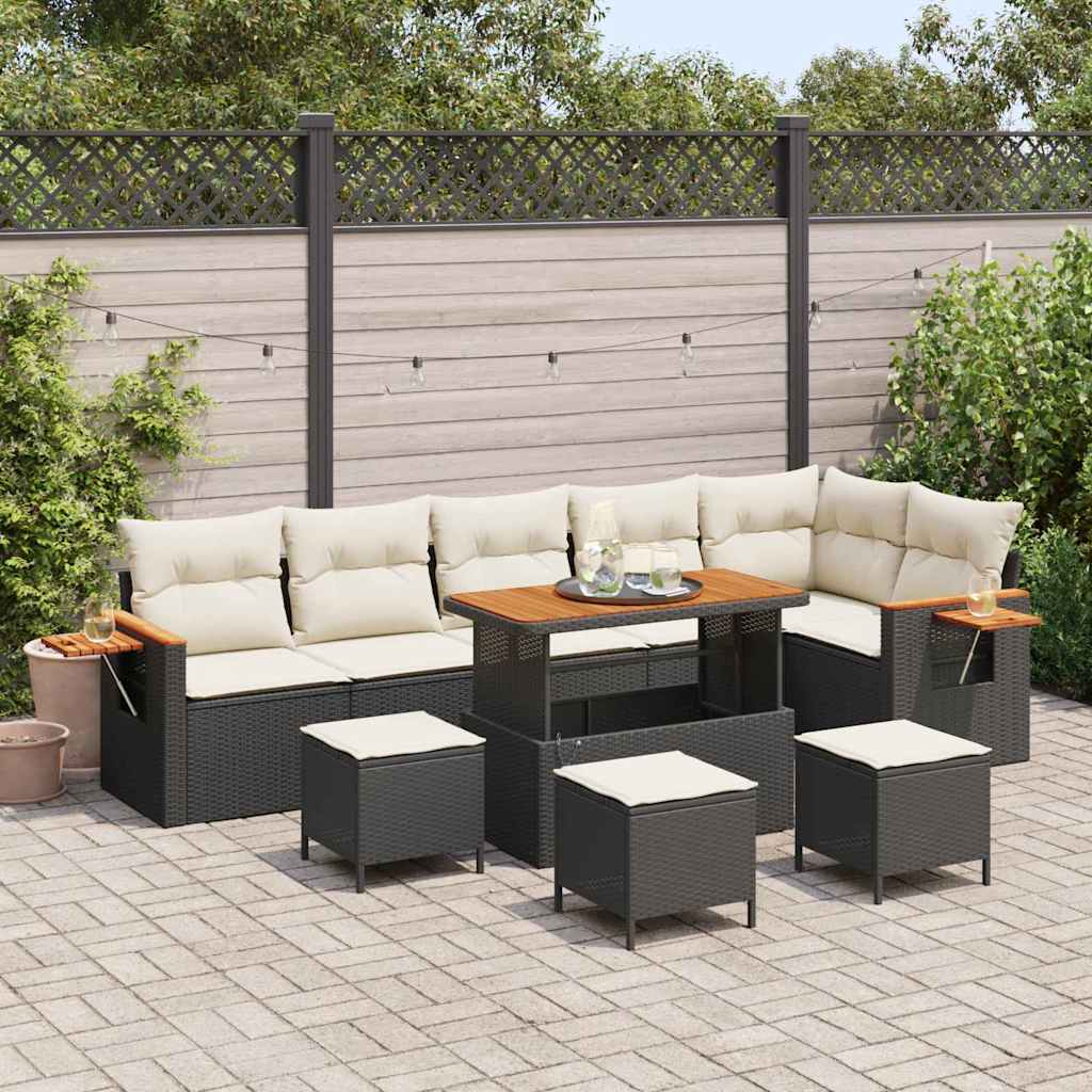 Gartensofa-set 12 stk. 8-Sitzanzahl Schwarz und Creme