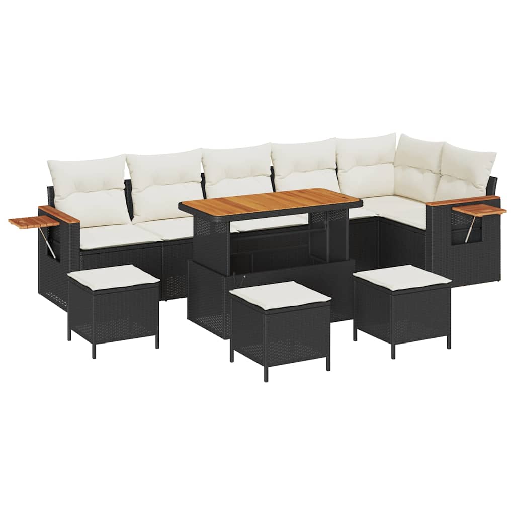 Gartensofa-set 12 stk. 8-Sitzanzahl Schwarz und Creme