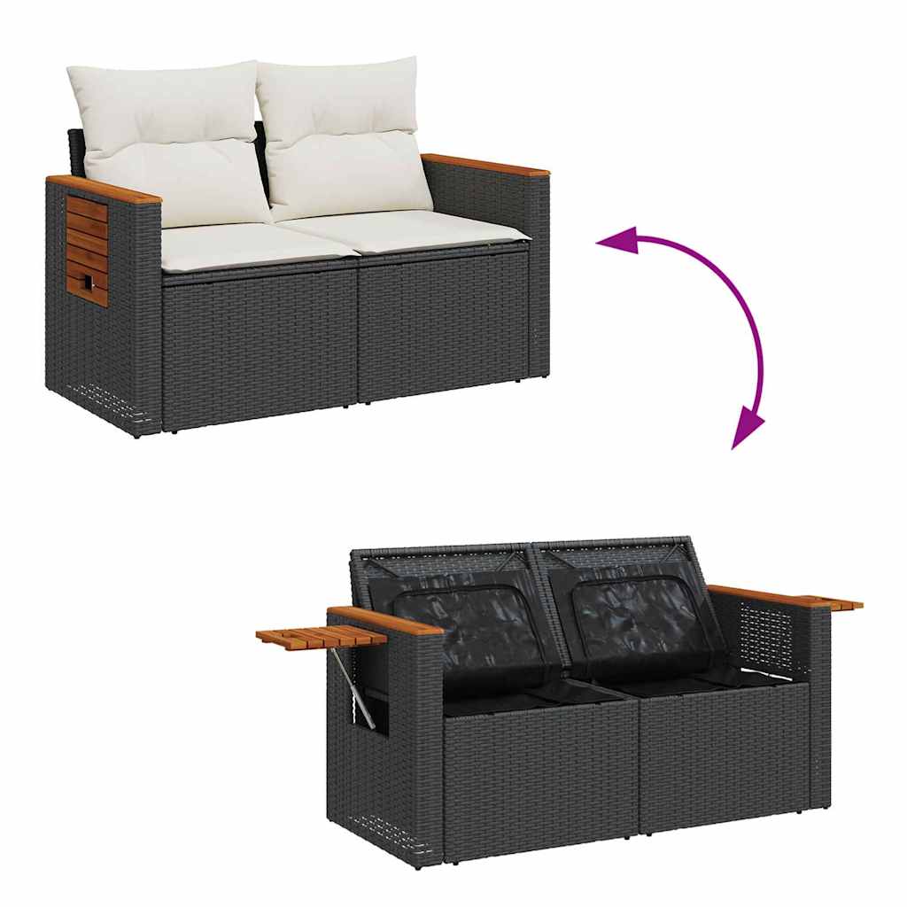 Gartensofa-set 12 stk. 8-Sitzanzahl Schwarz und Creme