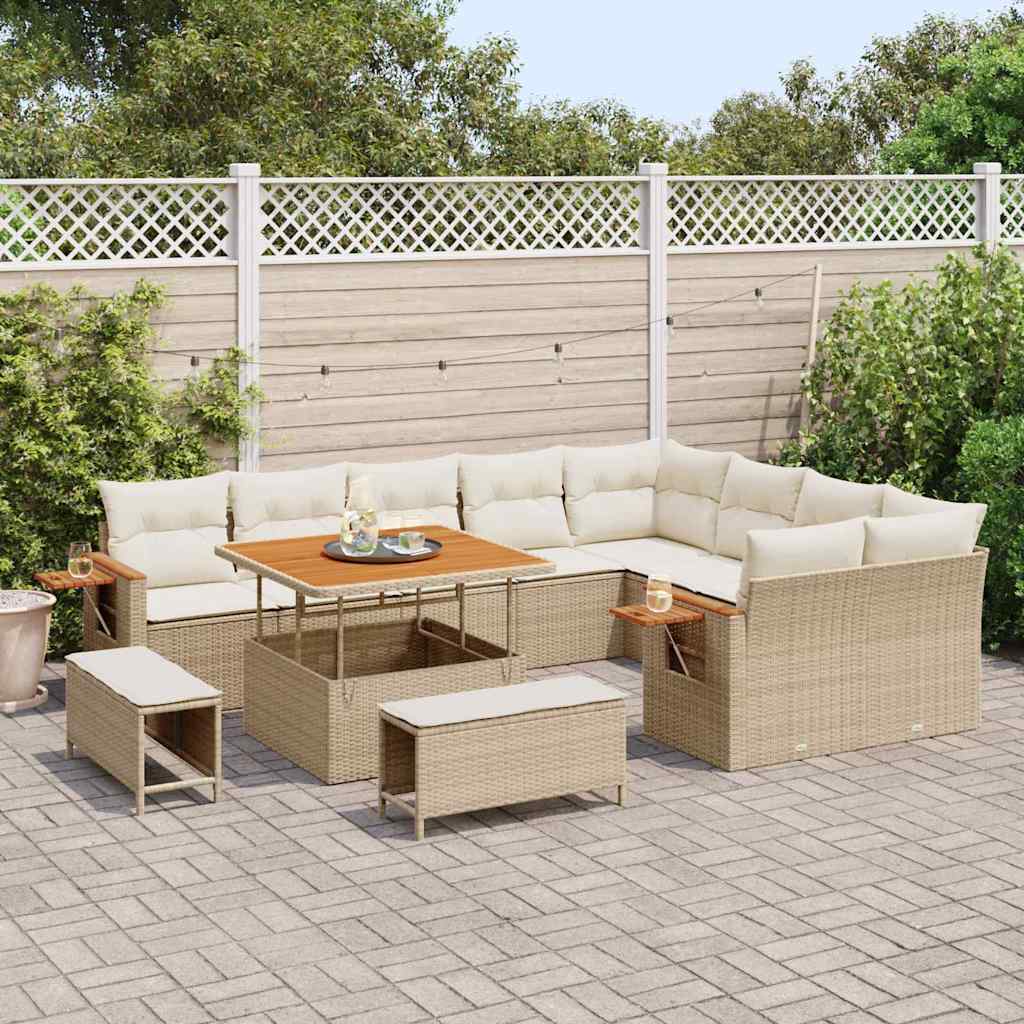 Gartensofa-set 13 Stk. 11-Sitzanzahl Beige und Creme