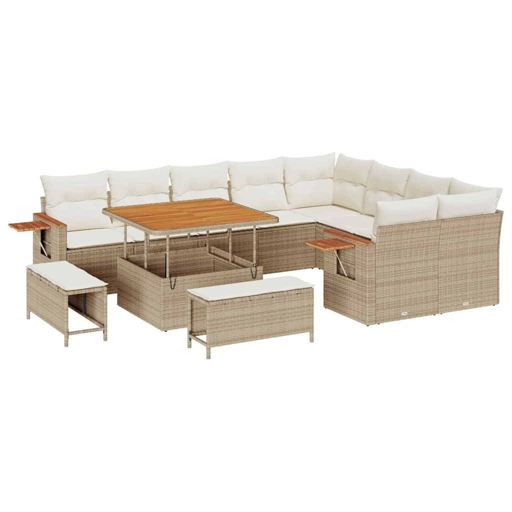 Gartensofa-set 13 Stk. 11-Sitzanzahl Beige und Creme