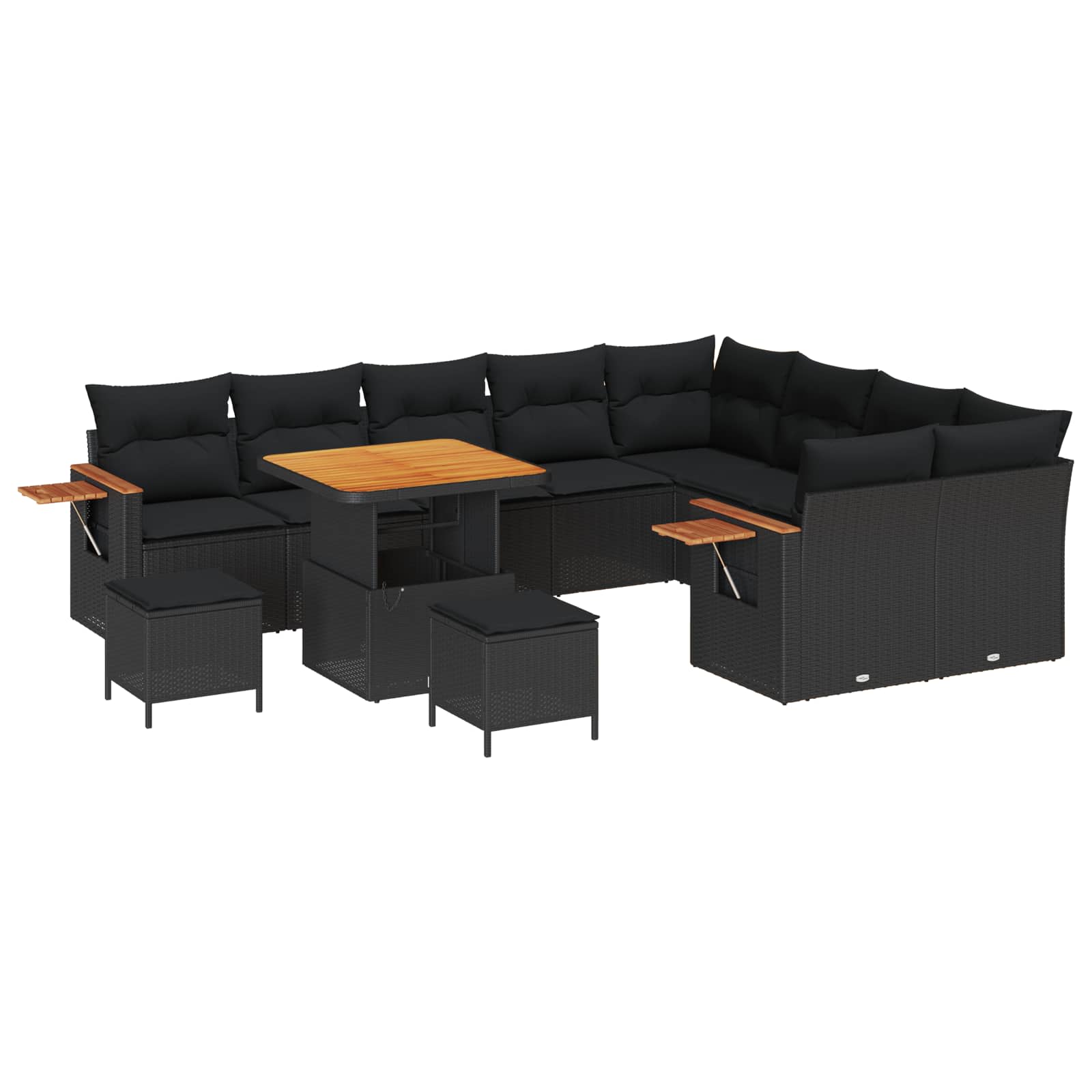 Gartensofa-set mit Kissen 13 pcs Schwarz Poly-Rattan