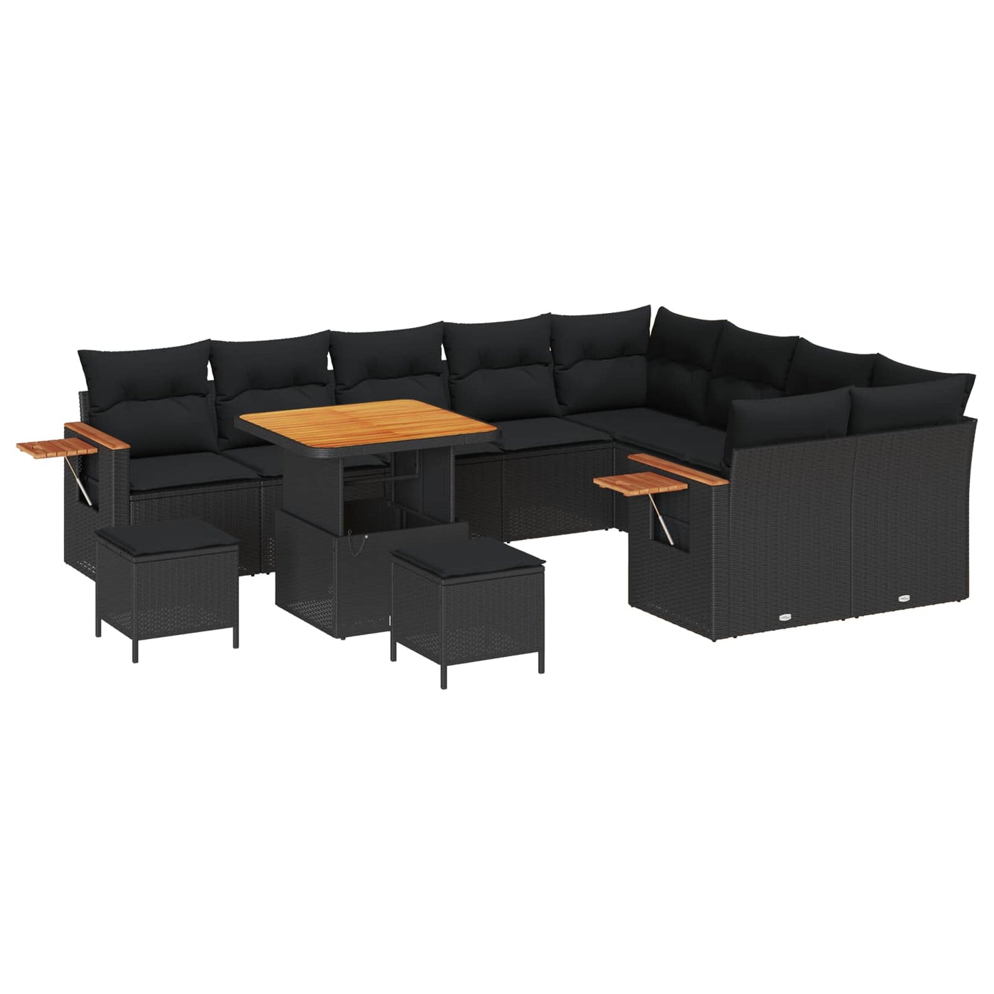 Gartensofa-set 13 stk. 9-Sitzanzahl Schwarz Poly-Rattan