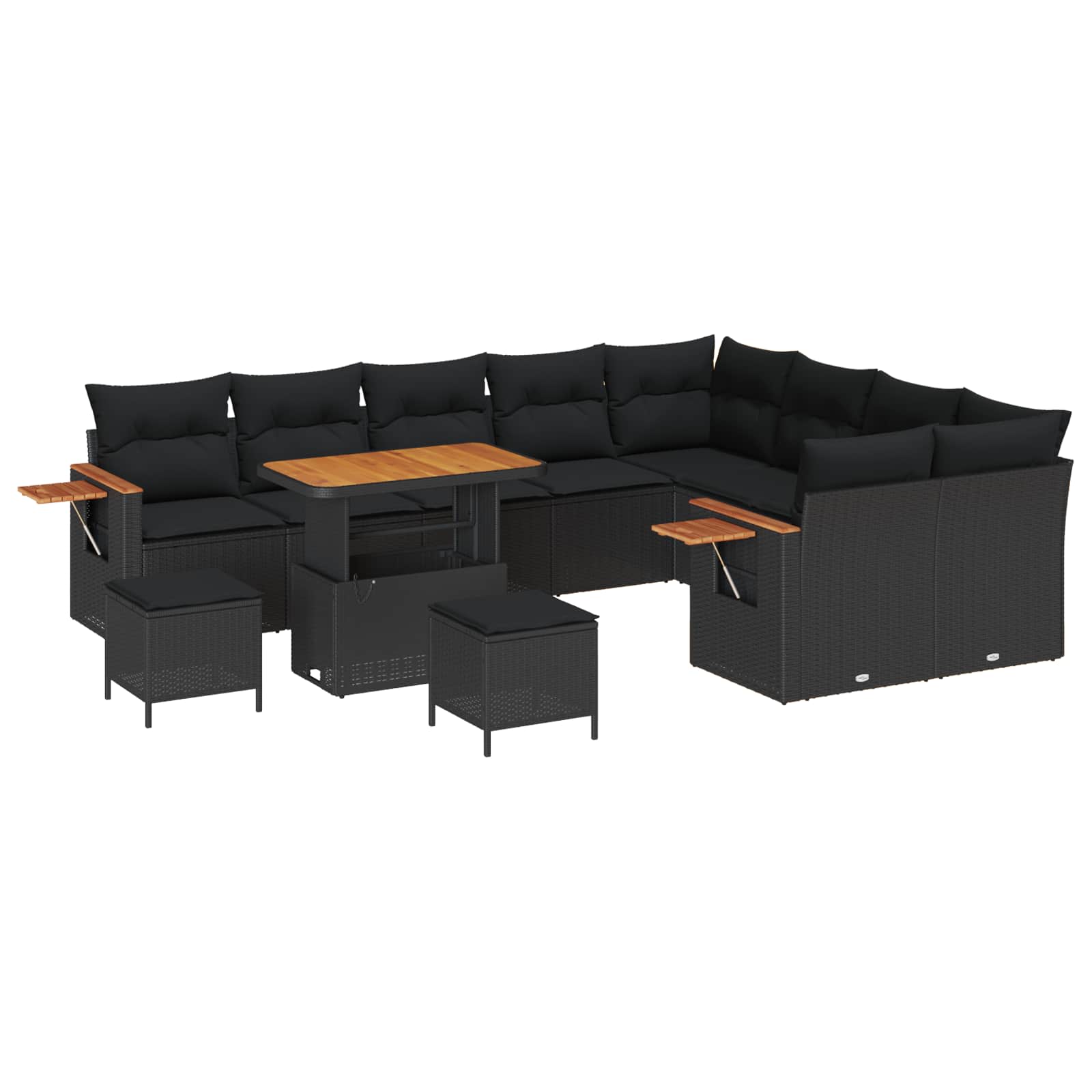 Gartensofa-set 13 stk. 9-Sitzanzahl Schwarz Poly-Rattan