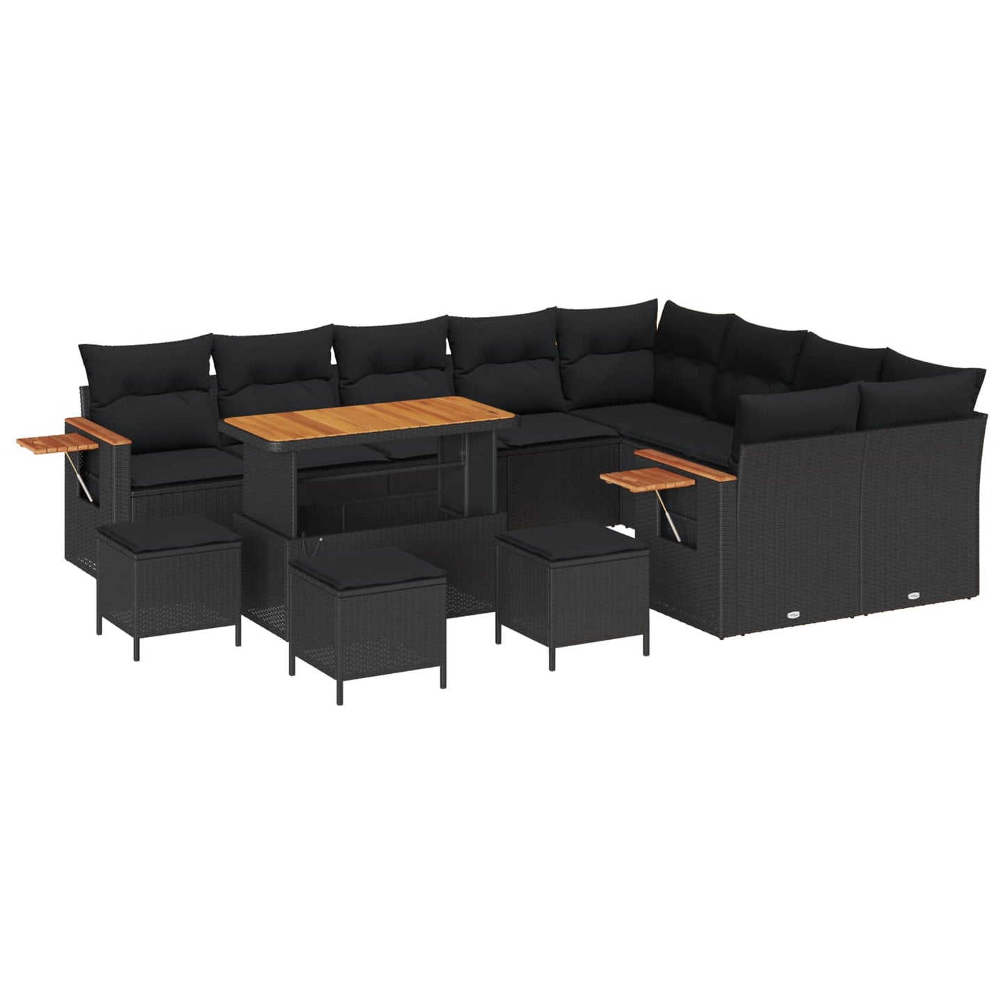 Gartensofa-set 14 stk. 10-Sitzanzahl Schwarz Poly-Rattan