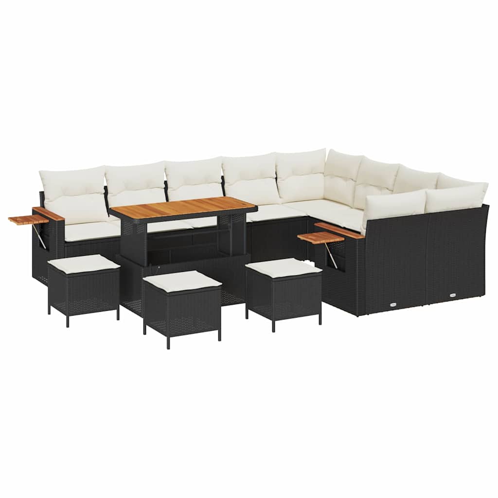 Gartensofa-set 14 stk. 10-Sitzanzahl Schwarz und Creme
