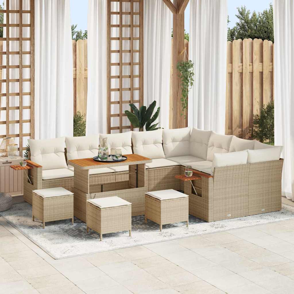 Gartensofa-set 14 Stk. 10-Sitzanzahl Beige und Creme