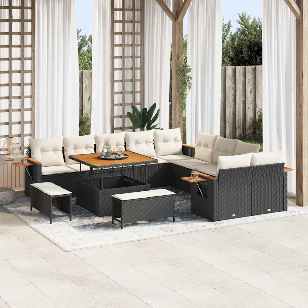 Gartensofa-set 17 stk. 12-Sitzanzahl Schwarz und Creme