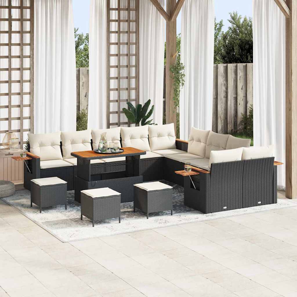 Gartensofa-set 18 stk. 11-Sitzanzahl Schwarz und Creme
