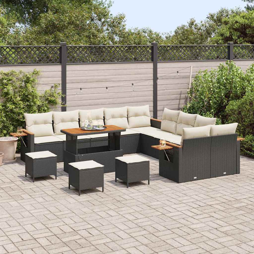 Gartensofa-set 18 stk. 11-Sitzanzahl Schwarz und Creme
