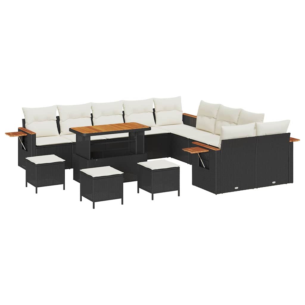Gartensofa-set 18 stk. 11-Sitzanzahl Schwarz und Creme