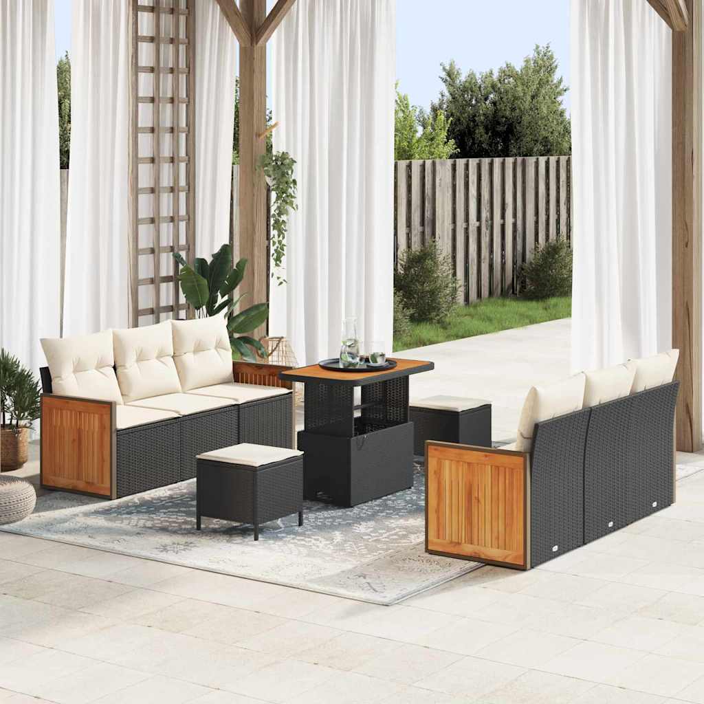 Gartensofa-set 11 stk. 8-Sitzanzahl Schwarz und Creme