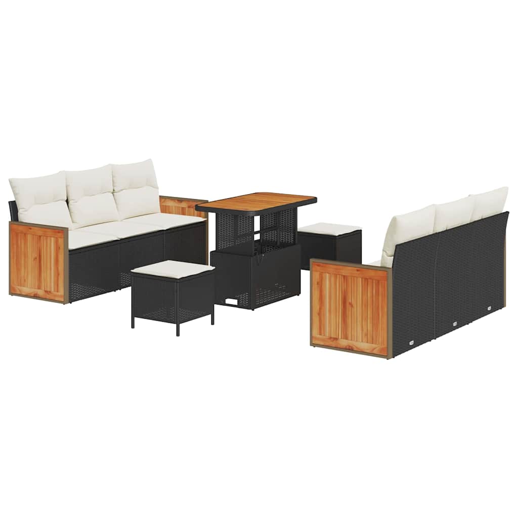 Gartensofa-set 11 stk. 8-Sitzanzahl Schwarz und Creme