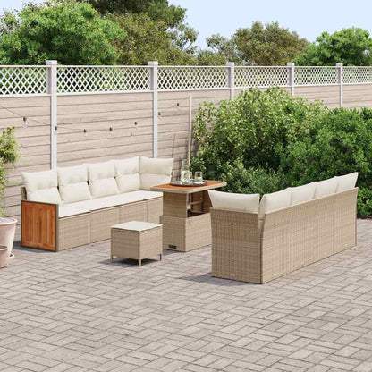 Gartensofa-set 10-Sitzer Beige und Creme Poly-Rattan