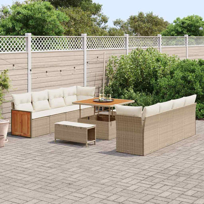 Gartensofa-set 12-Sitzer Beige und Creme Poly-Rattan
