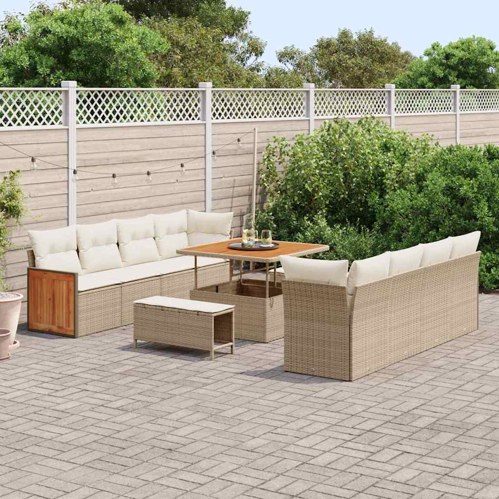Gartensofa-set Beige und Creme 231 x 224 x 85 cm Poly-Rattan