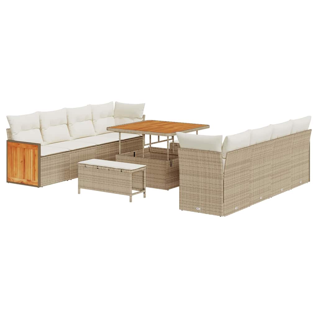 Gartensofa-set Beige und Creme 231 x 224 x 85 cm Poly-Rattan