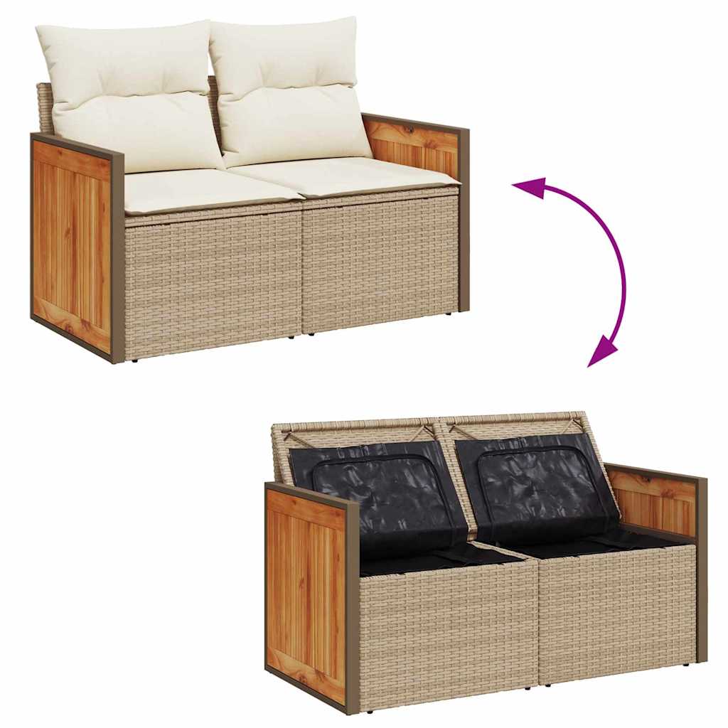 Gartensofa-set Beige und Creme 231 x 224 x 85 cm Poly-Rattan