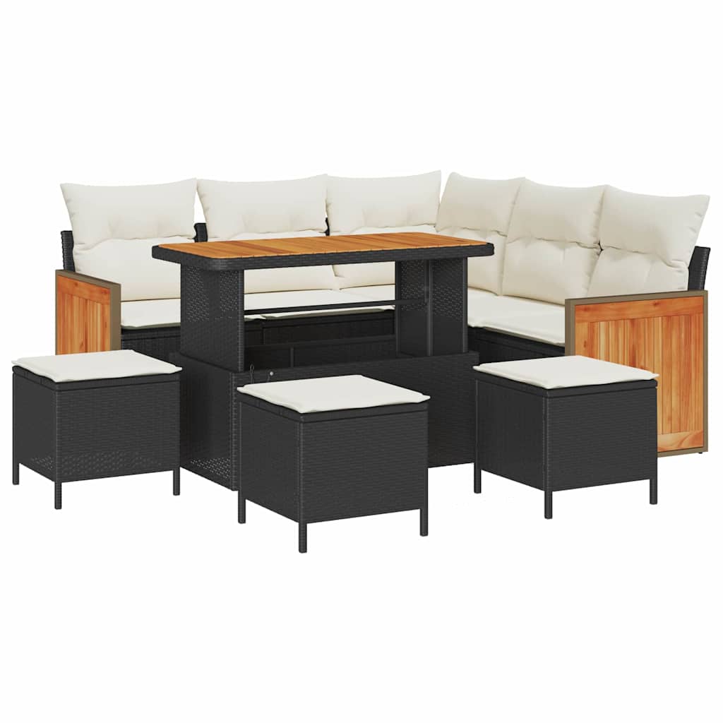 Gartensofa-set 9 stk. 7-Sitzanzahl Schwarz und Creme