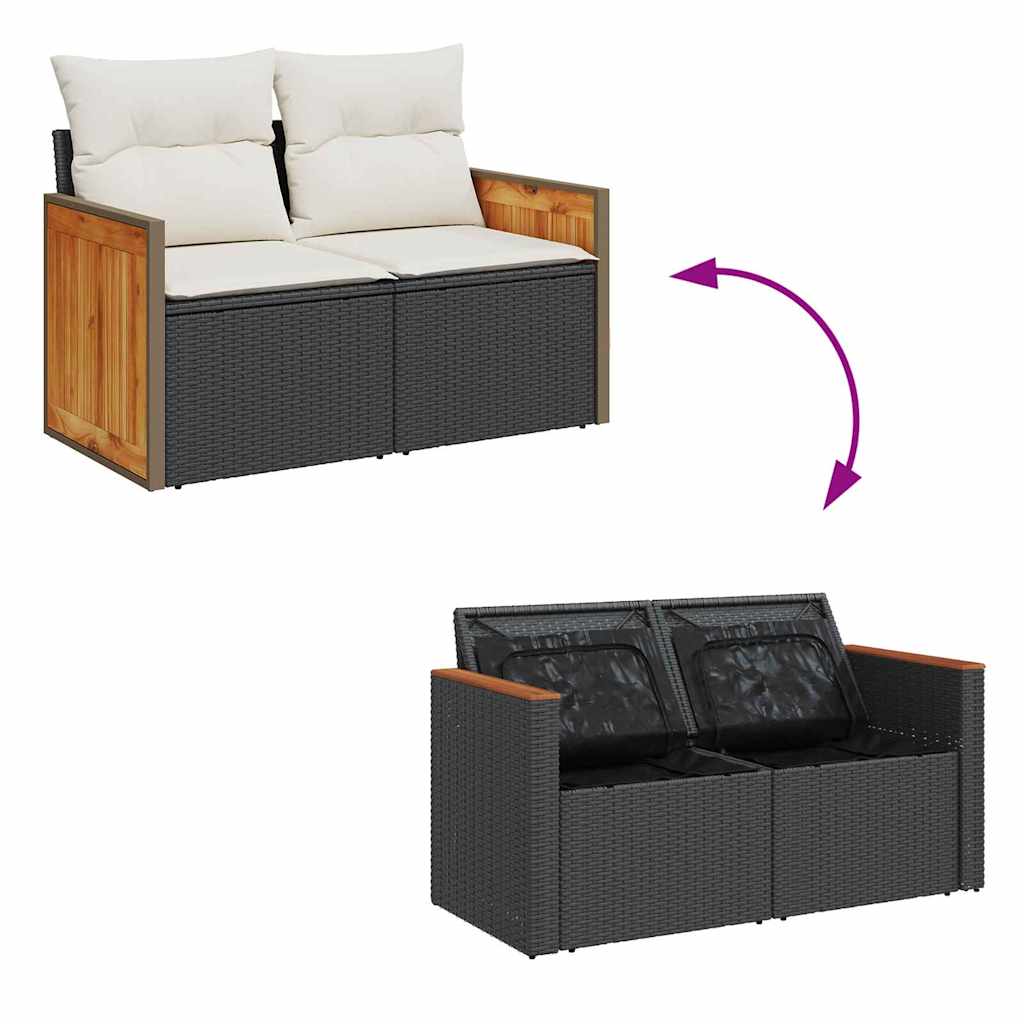 Gartensofa-set 9 stk. 7-Sitzanzahl Schwarz und Creme