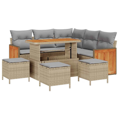 Gartensofa-set 9 stk. 7-Sitzanzahl Beige und Hellgrau