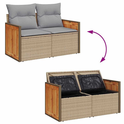 Gartensofa-set 9 stk. 7-Sitzanzahl Beige und Hellgrau
