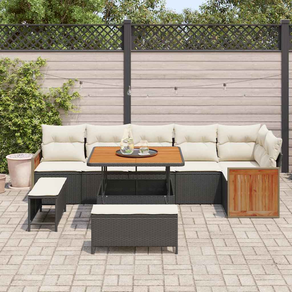 Gartensofa-set 11 stk. 9-Sitzanzahl Schwarz und Creme