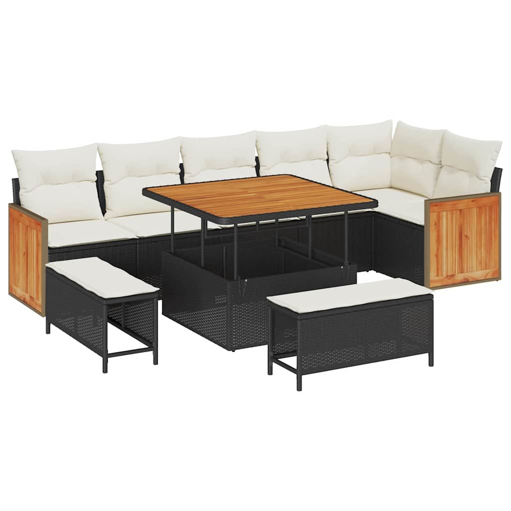 Gartensofa-set 11 stk. 9-Sitzanzahl Schwarz und Creme