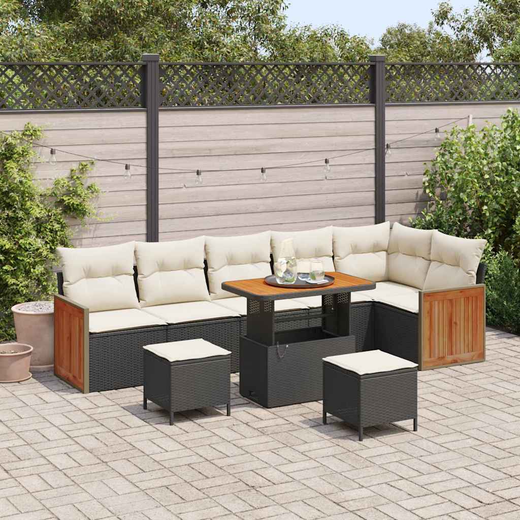 Gartensofa-set 11 stk. 7-Sitzanzahl Schwarz und Creme