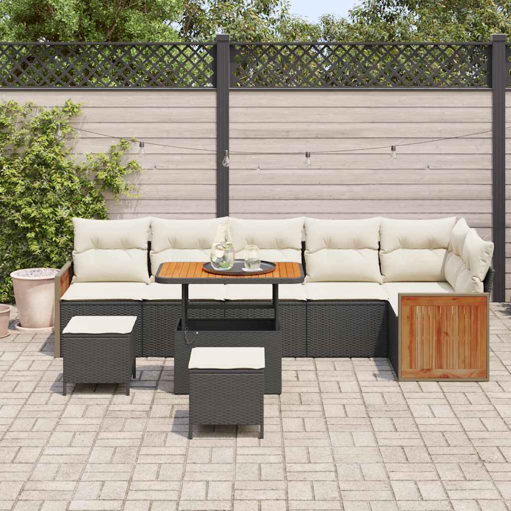 Gartensofa-set 11 stk. 7-Sitzanzahl Schwarz und Creme