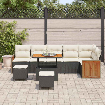 Gartensofa-set 11 stk. 7-Sitzanzahl Schwarz und Creme