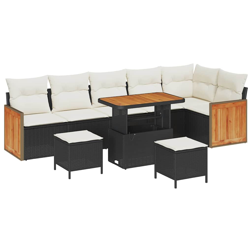 Gartensofa-set 11 stk. 7-Sitzanzahl Schwarz und Creme